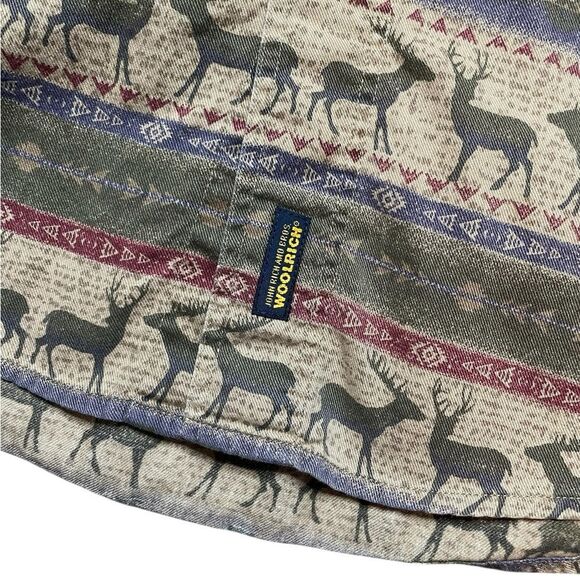 WOOLRICH Deer Elk Patterned Long Sleeve Shirt Size Large - Picture 7 of 7